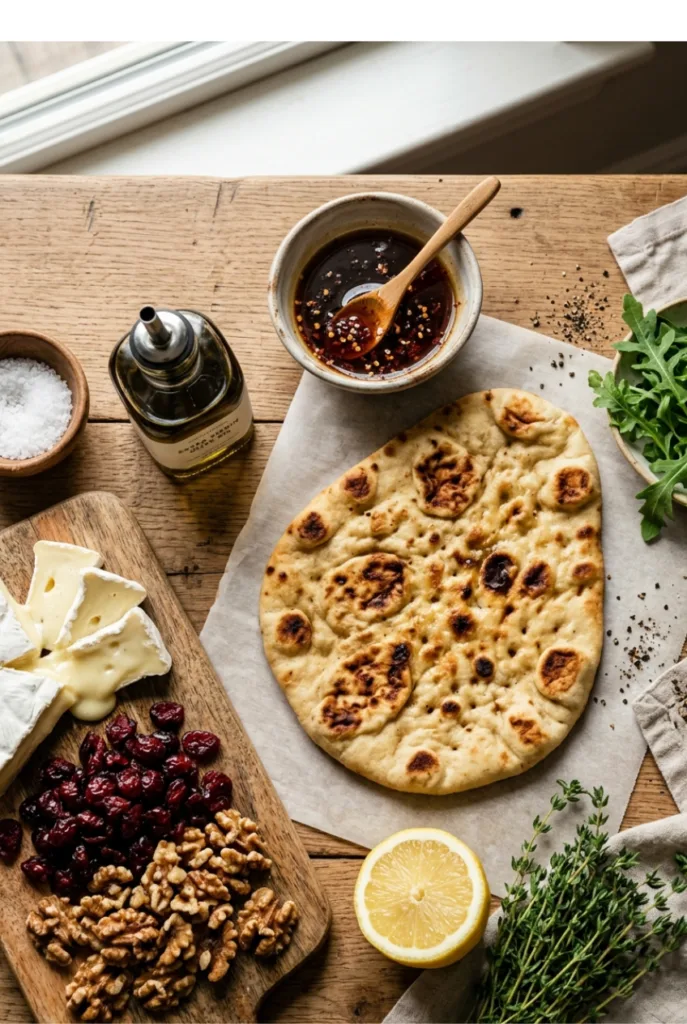 Golden Crispy Flatbread with Brie, Cranberries & Toasted Walnuts with a Hot Honey Drizzle | Irresistible 5-Step Ultimate Brunch Favorite 6 Golden Crispy Flatbread with Brie, Cranberries & Toasted Walnuts with a Hot Honey Drizzle