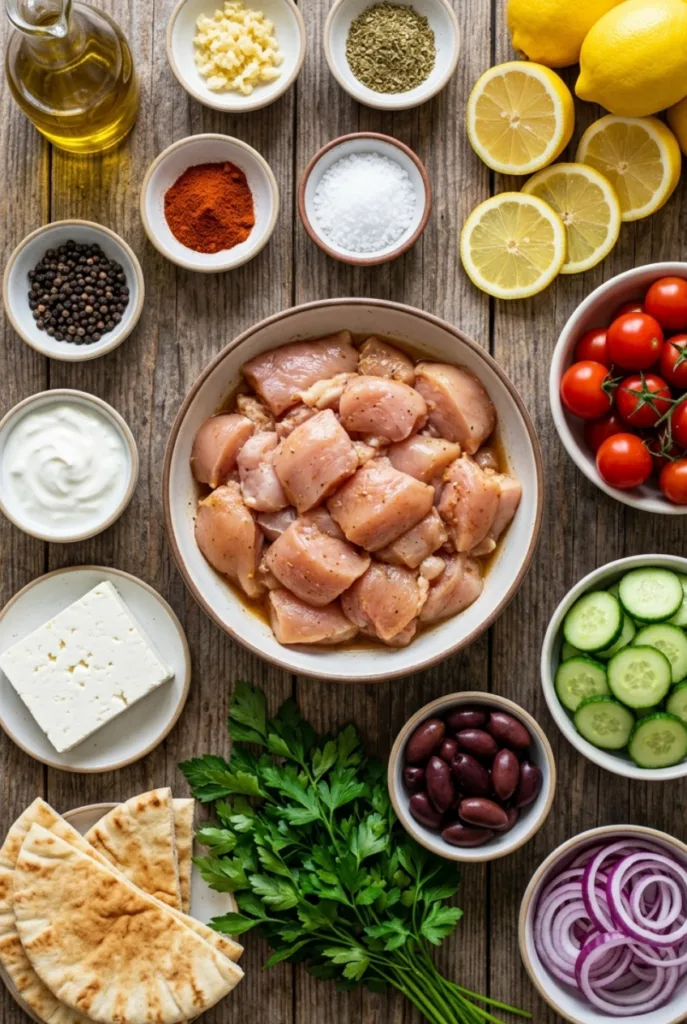 Greek Grilled Chicken Souvlaki Mezze Board: Ultimate 1 Flavorful Feast 5 Greek Grilled Chicken Souvlaki Mezze Board with Lemon Feta Sauce