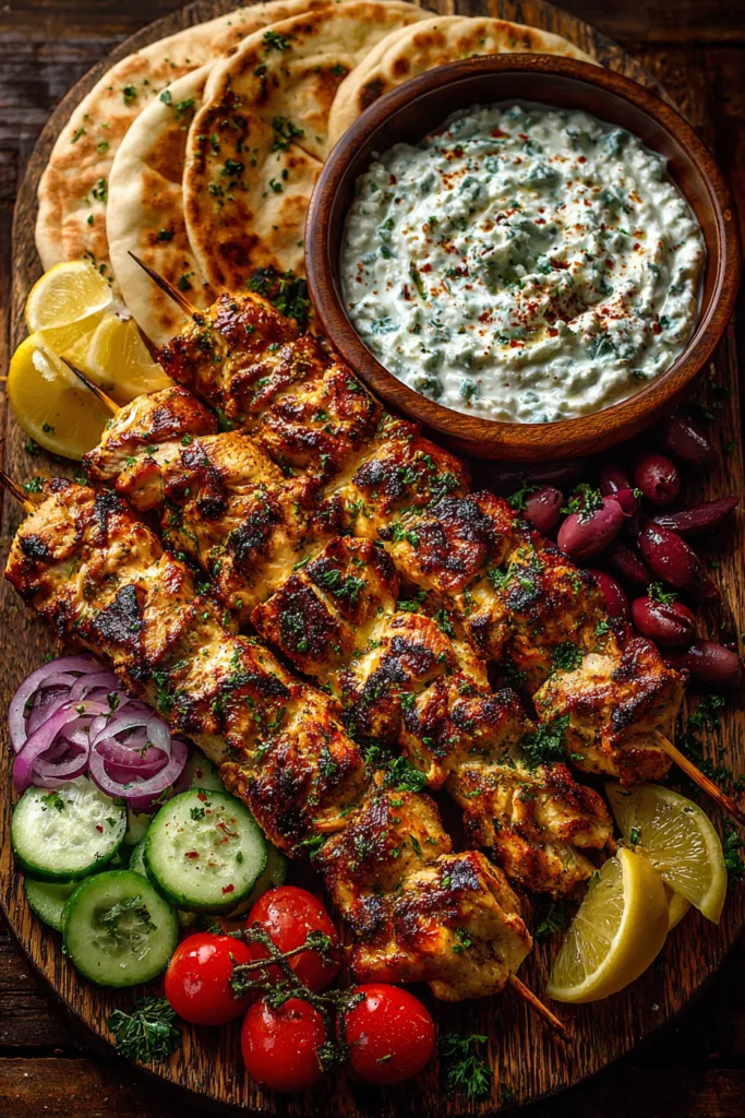 Greek Grilled Chicken Souvlaki Mezze Board: Ultimate 1 Flavorful Feast 7 Greek Grilled Chicken Souvlaki Mezze Board with Lemon Feta Sauce