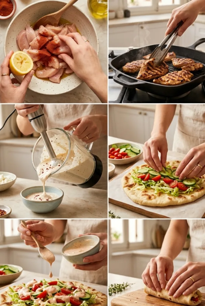 Mediterranean Chicken Wrap with Spicy Feta Sauce: The Bold, Creamy Wrap You'll Make on Repeat 7 Mediterranean Chicken Wrap with Spicy Feta Sauce