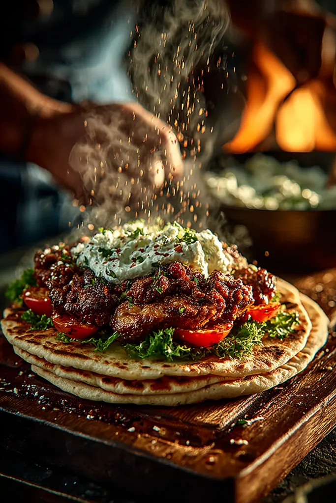 Mediterranean Ground Beef Wrap with Chili Honey Feta Cream – Juicy, Spicy & Irresistible Wrap Recipe 6 Mediterranean Ground Beef Wrap with Chili Honey Feta Cream