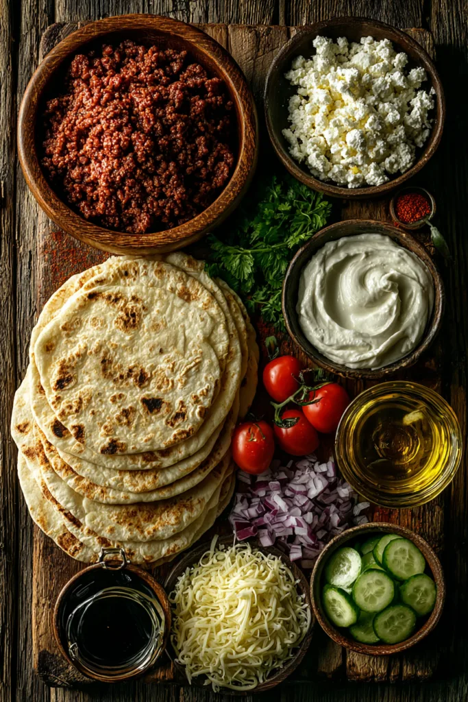 Mediterranean Ground Beef Wrap with Chili Honey Feta Cream – Juicy, Spicy & Irresistible Wrap Recipe 7 Mediterranean Ground Beef Wrap with Chili Honey Feta Cream