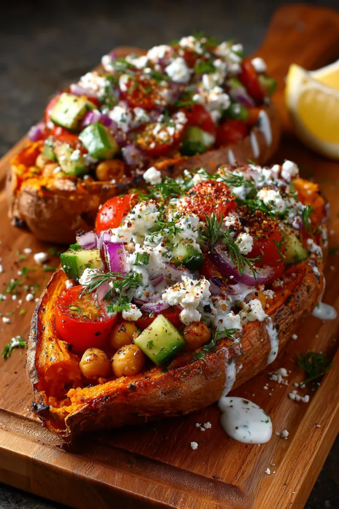 Mediterranean Stuffed Sweet Potato Boats Ultimate 5 Easy Dinner Bowls 8 Mediterranean Stuffed Sweet Potato Boats