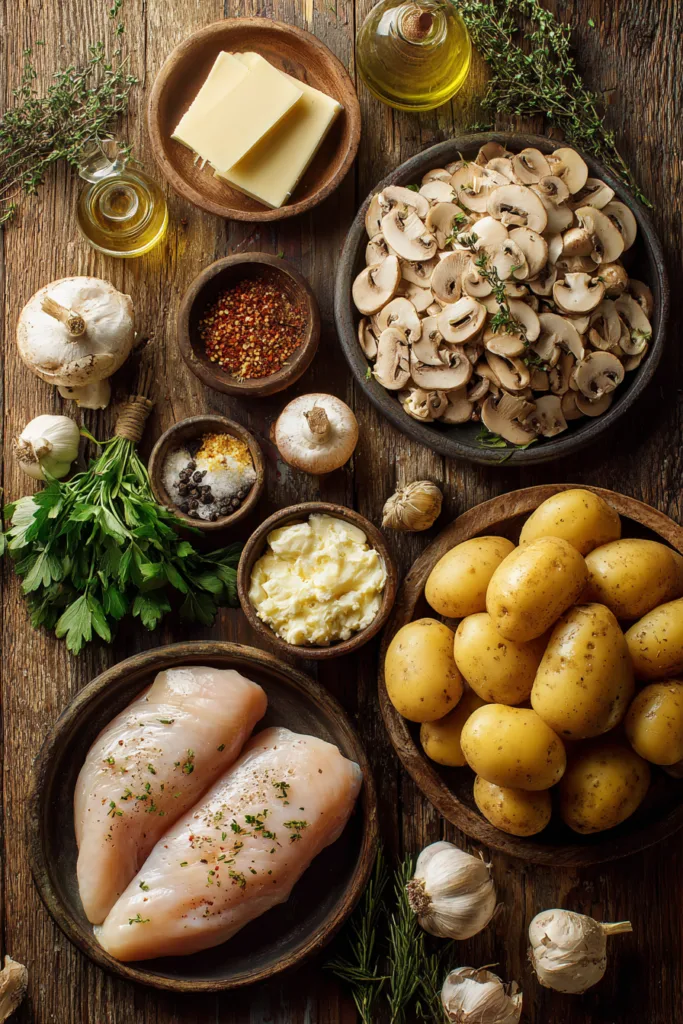 Creamy Mushroom Chicken with Crispy Herb Potatoes 6 Creamy Mushroom Chicken with Crispy Herb Potatoes