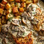 Creamy Mushroom Chicken with Crispy Herb Potatoes