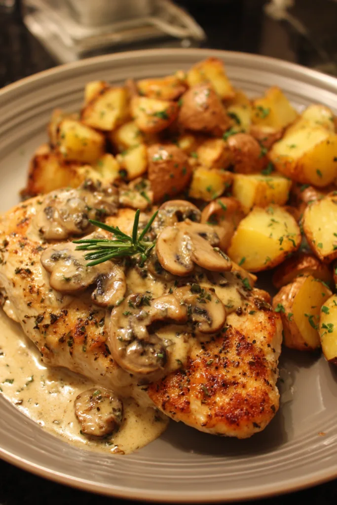Creamy Mushroom Chicken with Crispy Herb Potatoes 8 Creamy Mushroom Chicken with Crispy Herb Potatoes