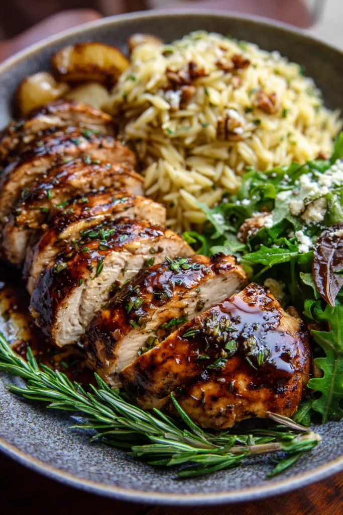 Maple Balsamic Chicken with Roasted Pear Orzo