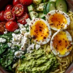 Avocado Pesto Orzo Breakfast Bowl with Feta
