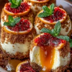 Blood Orange Cheesecake Bombs with Citrus Caramel Lava Center