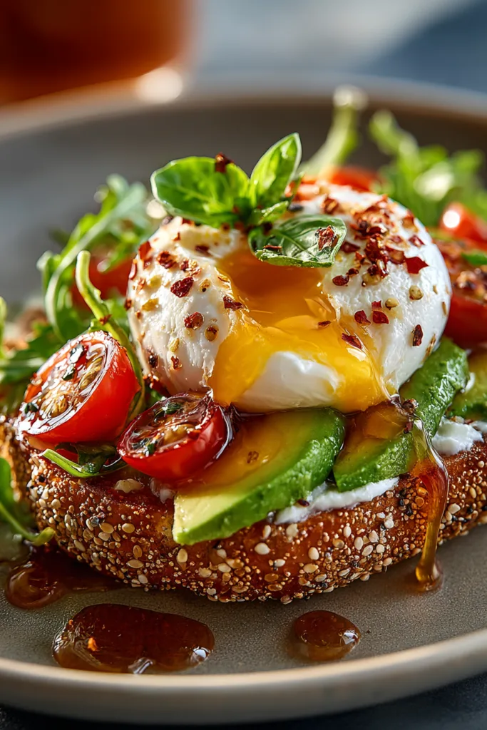 Breakfast Burrata Bagel with Hot Honey 8 Breakfast Burrata Bagel with Hot Honey