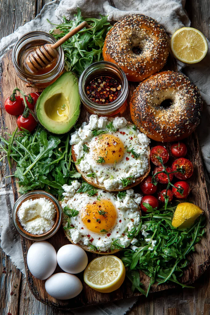 Breakfast Burrata Bagel with Hot Honey 6 Breakfast Burrata Bagel with Hot Honey