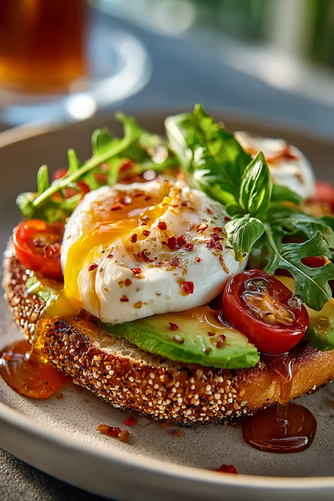Breakfast Burrata Bagel with Hot Honey