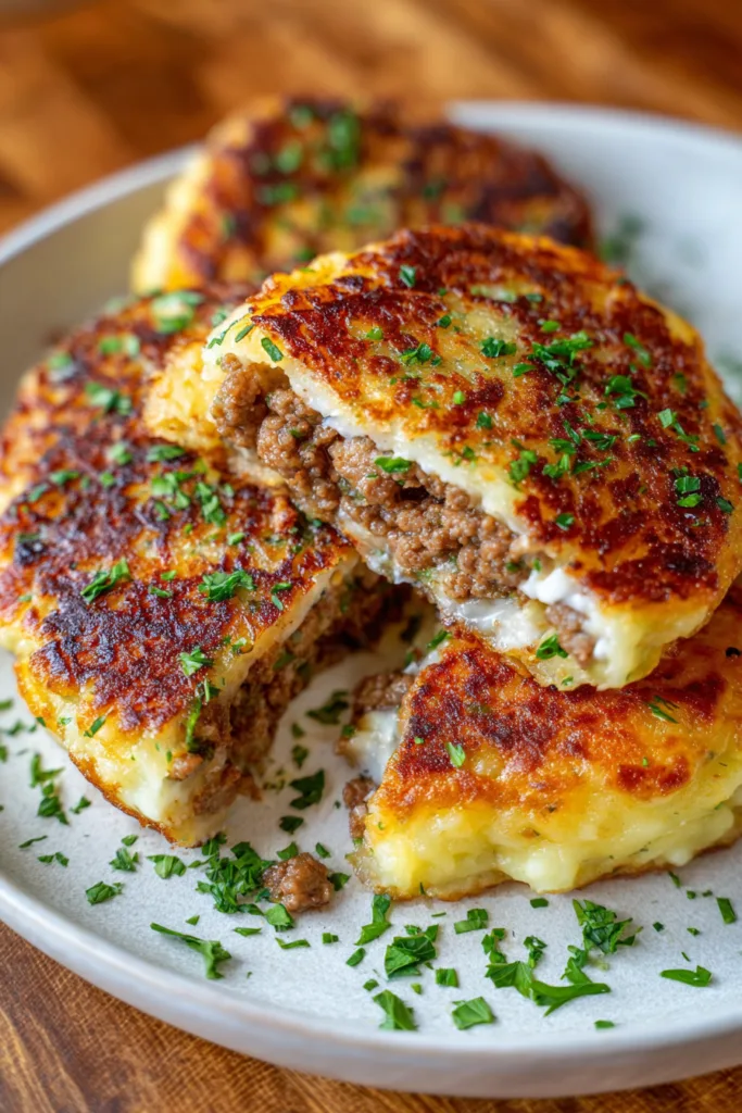 Mashed Potato Pancakes with Meat Filling