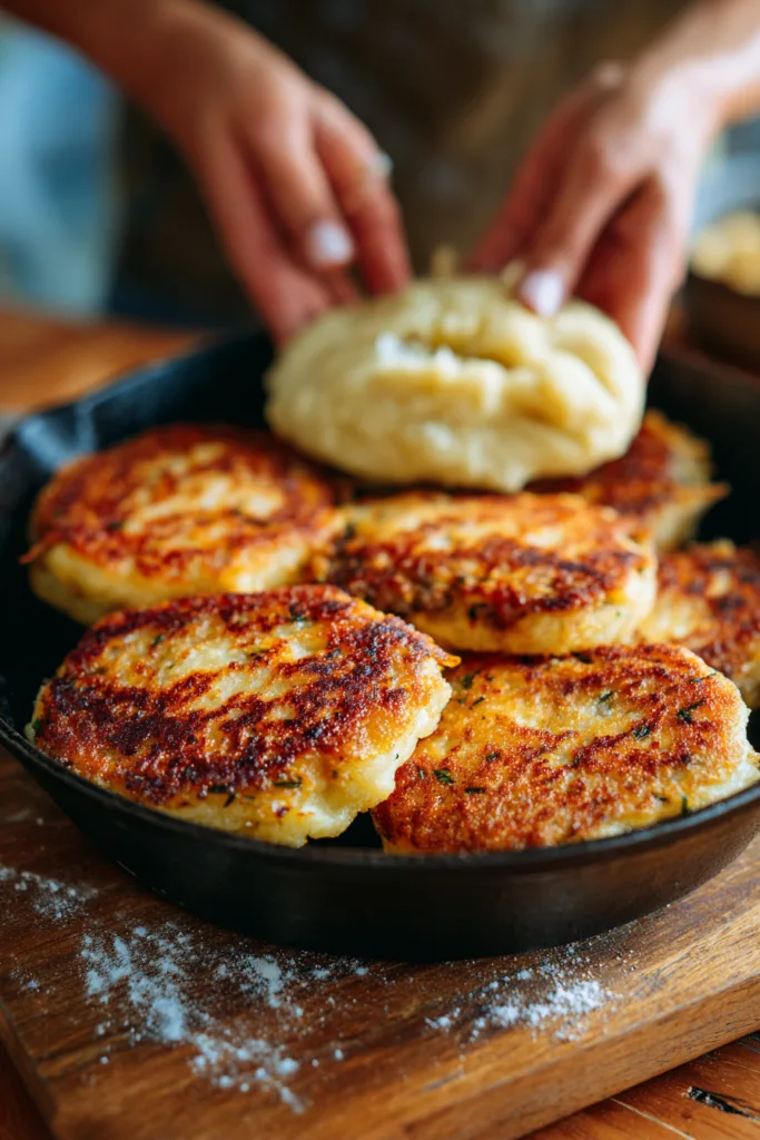 Mashed Potato Pancakes with Meat Filling