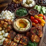 Mediterranean Tapas Cheese Table with Hummus & Pita Bread