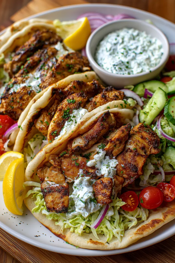 Greek Chicken Gyros with Tzatziki