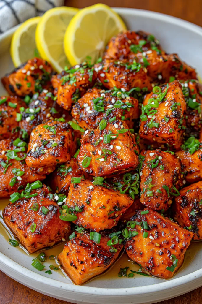 Honey Garlic Salmon Bites