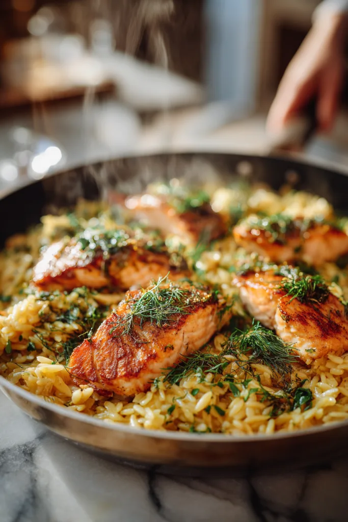 Lemon Dill Orzo with Honey Glazed Salmon 7 Lemon Dill Orzo with Honey Glazed Salmon