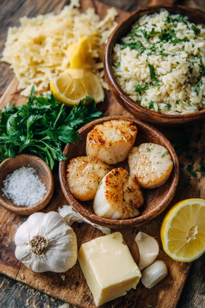 Lemon Garlic Butter Scallops with Creamy Orzo – 30-Minute Restaurant-Quality Dinner 6 Lemon Garlic Butter Scallops with Creamy Orzo