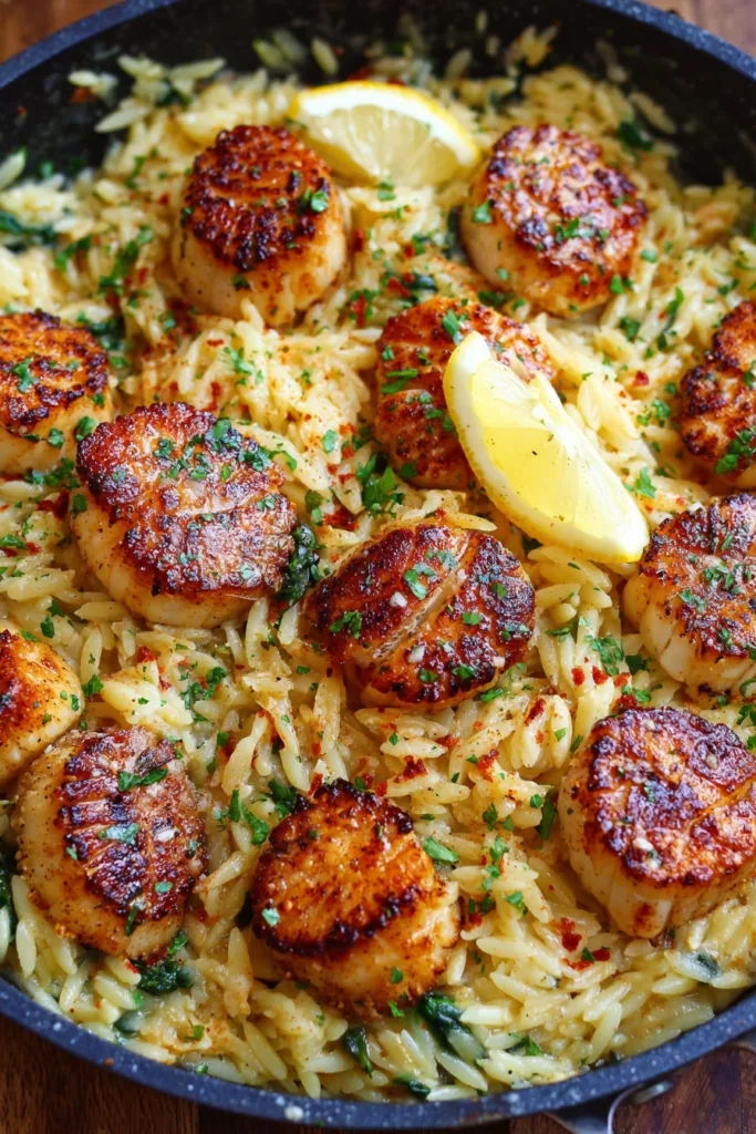 Lemon Garlic Butter Scallops with Creamy Orzo – 30-Minute Restaurant-Quality Dinner 8 Lemon Garlic Butter Scallops with Creamy Orzo