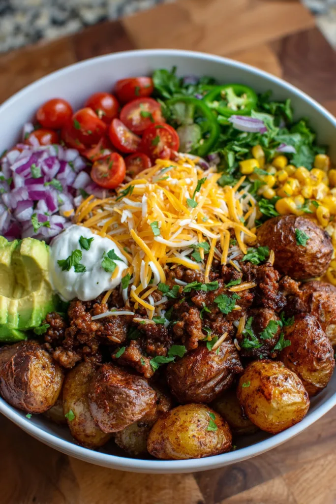 Loaded Potato Taco Bowl Recipe: Crispy, Cheesy, and Packed with Flavor 8 Loaded Potato Taco Bowl