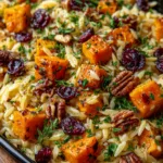 Roasted Butternut Squash Orzo with Maple Glaze