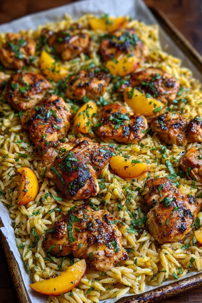 Roasted Peach & Chicken Orzo with Herb Drizzle: The Perfect Sweet and Savory Summer Dinner 8 Roasted Peach & Chicken Orzo with Herb Drizzle