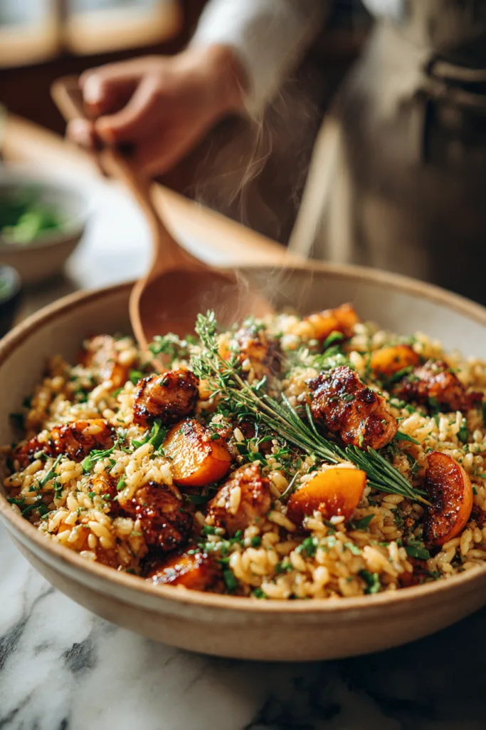 Roasted Peach & Chicken Orzo with Herb Drizzle: The Perfect Sweet and Savory Summer Dinner 7 Roasted Peach & Chicken Orzo with Herb Drizzle