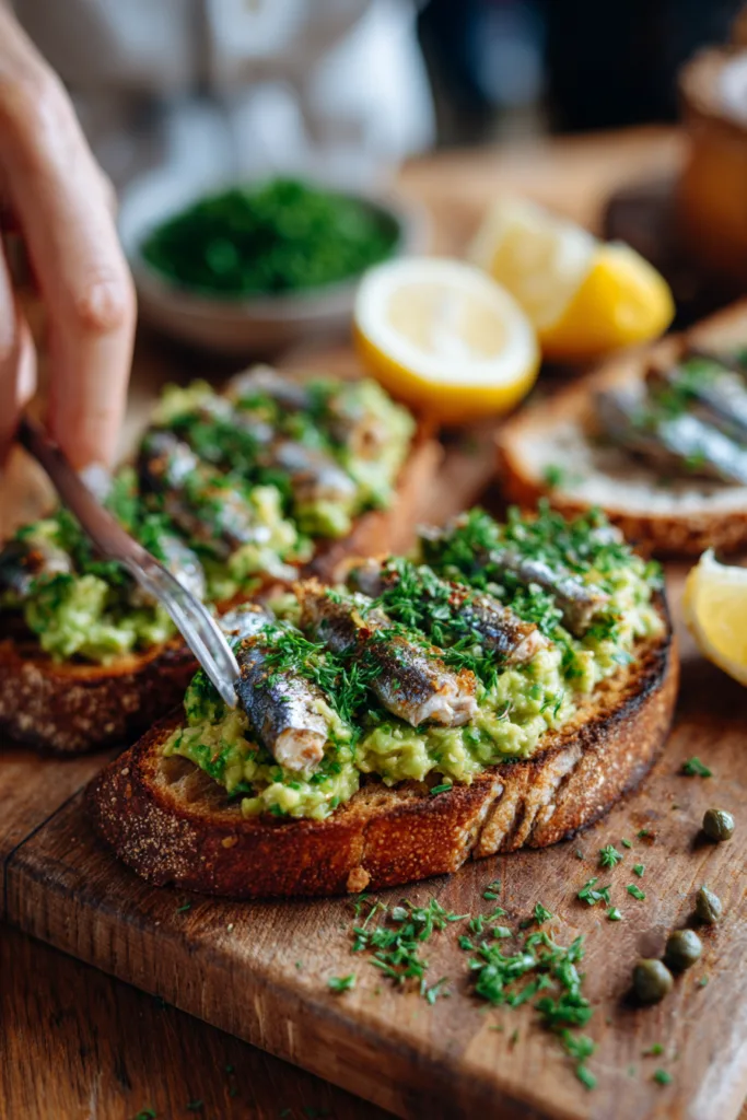 Sardine Avocado Toast with Lemon and Capers | Easy Healthy Recipe 7 Sardine Avocado Toast with Lemon and Capers