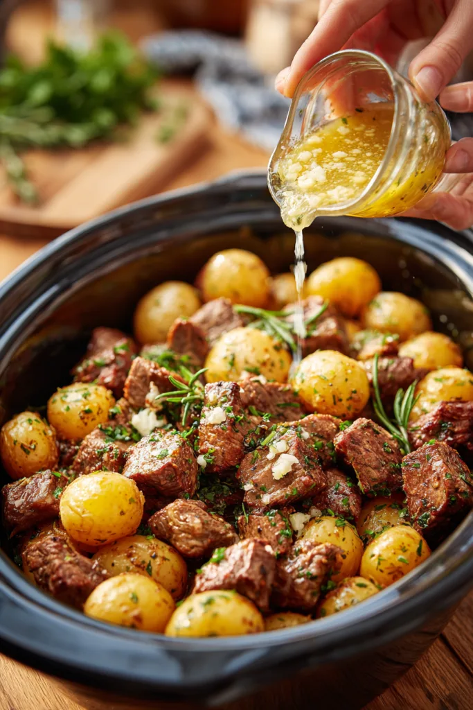 Slow Cooker Garlic Butter Beef Bites & Potatoes | Easy Family Dinner 7 Slow Cooker Garlic Butter Beef Bites & Potatoes