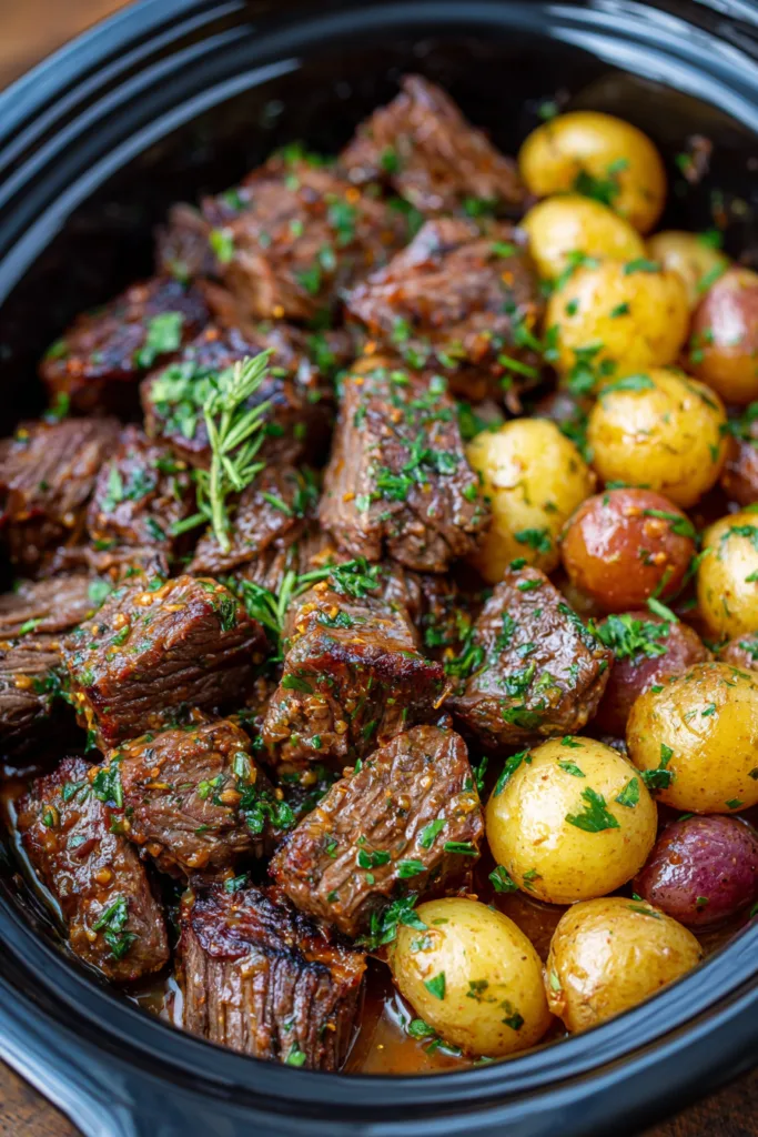 Slow Cooker Garlic Butter Beef Bites & Potatoes | Easy Family Dinner 8 Slow Cooker Garlic Butter Beef Bites & Potatoes