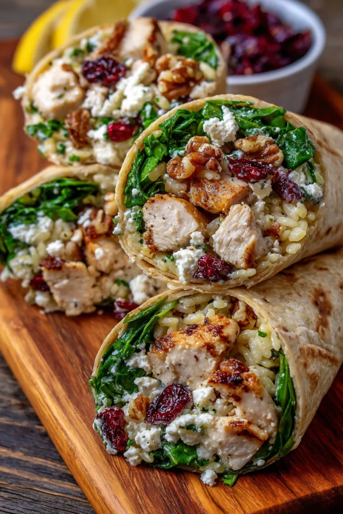 Spinach, Feta & Cranberry Chicken Orzo Wraps 8 Spinach, Feta & Cranberry Chicken Orzo Wraps