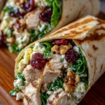 Spinach, Feta & Cranberry Chicken Orzo Wraps