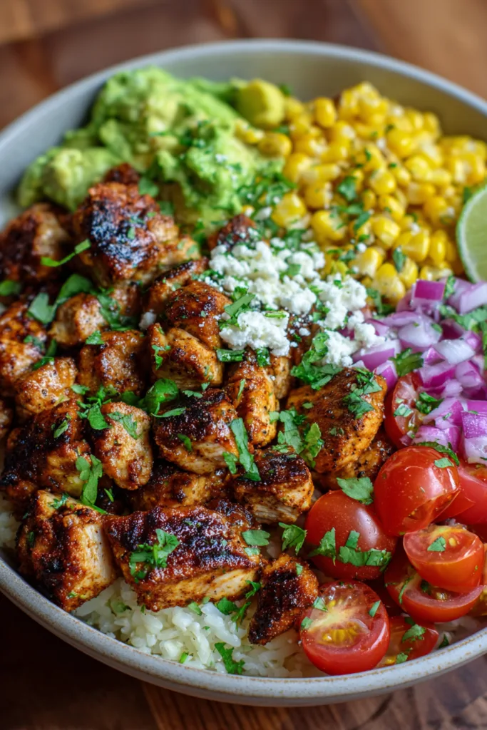 Street Corn Chicken Bowl Recipe – Easy, Creamy & Flavor-Packed Dinner 8 Street Corn Chicken Bowl
