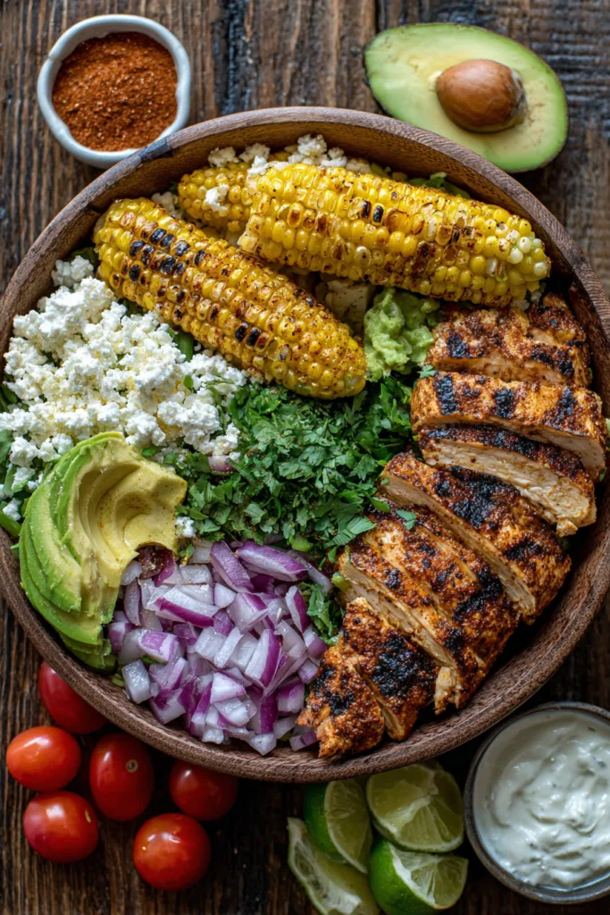 Street Corn Chicken Bowl Recipe – Easy, Creamy & Flavor-Packed Dinner 6 Street Corn Chicken Bowl