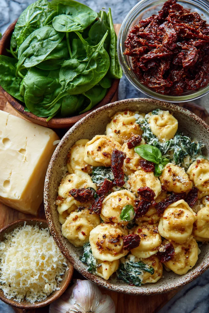 Buttery Sun-Dried Tomato & Spinach Tortellini (Ready in 25 Minutes) 6 Buttery Sun-Dried Tomato & Spinach Tortellini