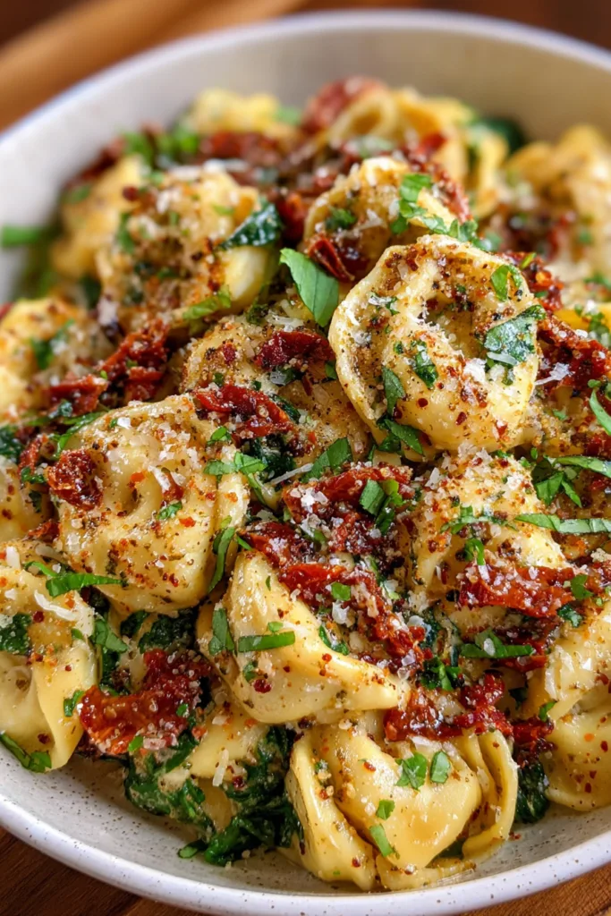 Buttery Sun-Dried Tomato & Spinach Tortellini (Ready in 25 Minutes) 8 Buttery Sun-Dried Tomato & Spinach Tortellini