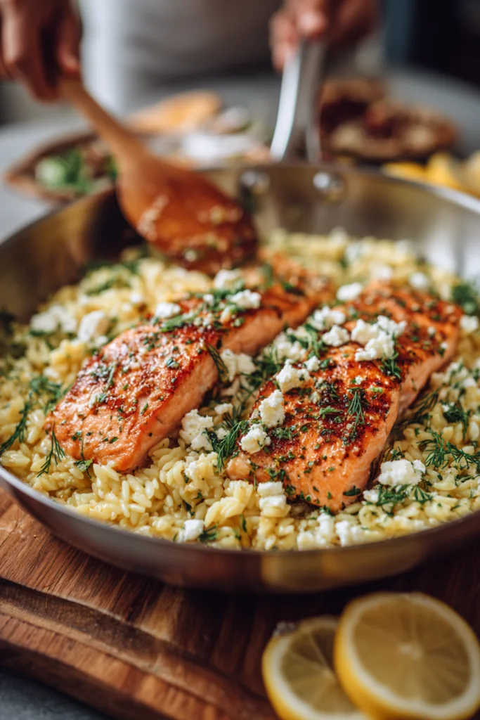 Lemon Dill Orzo with Salmon & Feta (Easy Weeknight Dinner) 7 Lemon Dill Orzo with Salmon & Feta