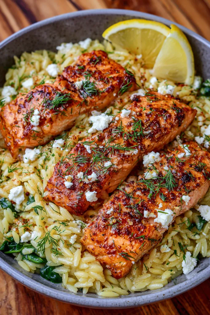 Lemon Dill Orzo with Salmon & Feta (Easy Weeknight Dinner) 8 Lemon Dill Orzo with Salmon & Feta