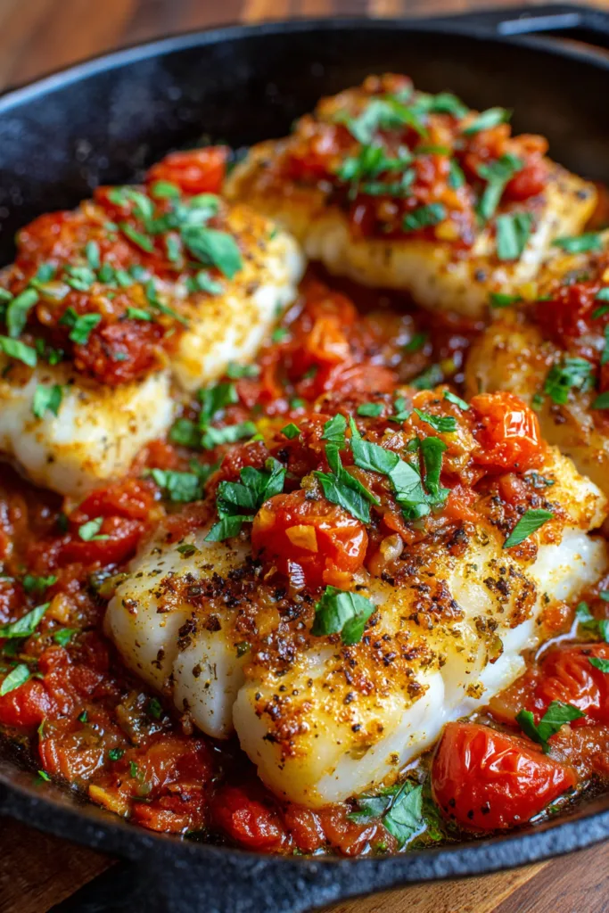 Pan-Seared Cod in Tomato Basil Sauce 8 Pan-Seared Cod in Tomato Basil Sauce