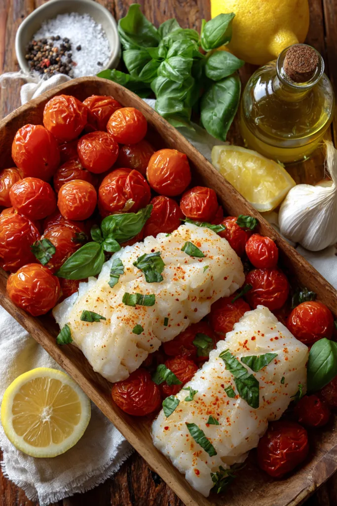 Pan-Seared Cod in Tomato Basil Sauce 6 Pan-Seared Cod in Tomato Basil Sauce