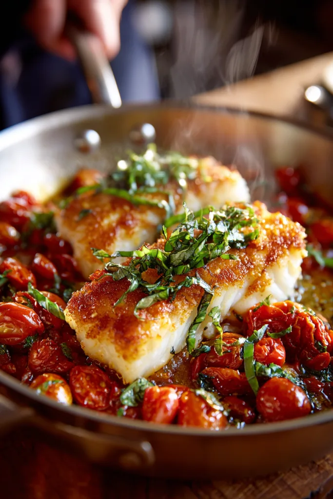 Pan-Seared Cod in Tomato Basil Sauce 7 Pan-Seared Cod in Tomato Basil Sauce
