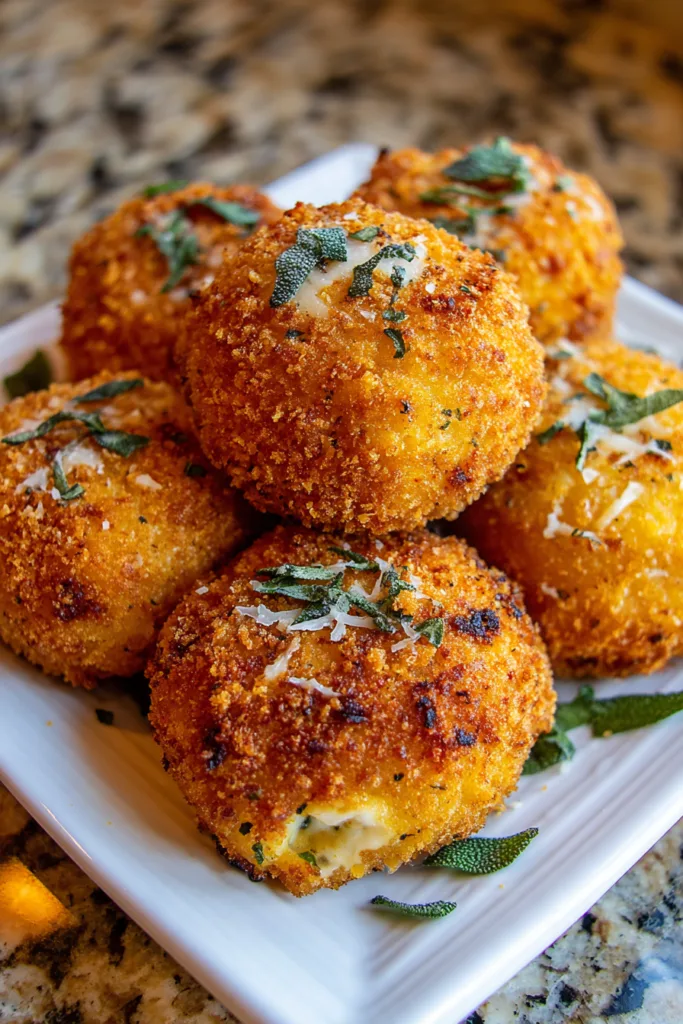 Golden Butternut Squash Arancini with Mozzarella & Sage