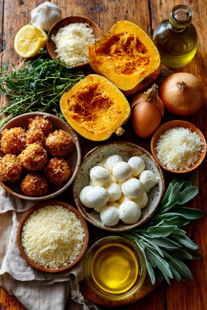 Golden Butternut Squash Arancini with Mozzarella & Sage