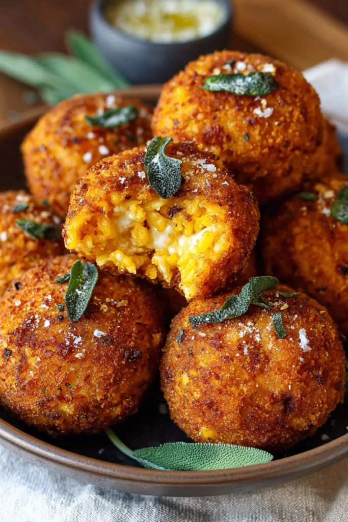 Golden Butternut Squash Arancini with Mozzarella & Sage